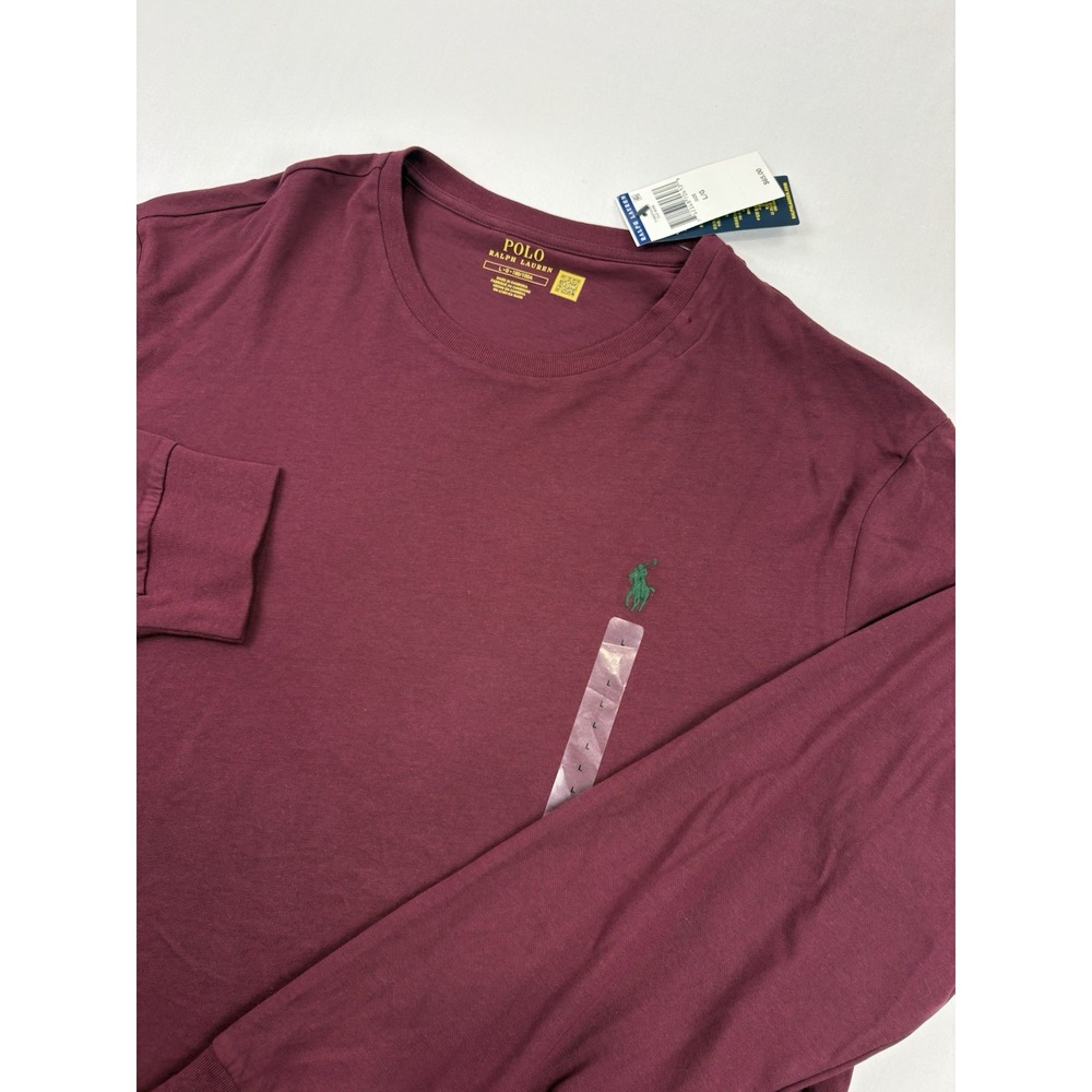 NWT Polo Ralph Lauren Shirt Long Sleeve Crewneck Burgundy Men's Large
